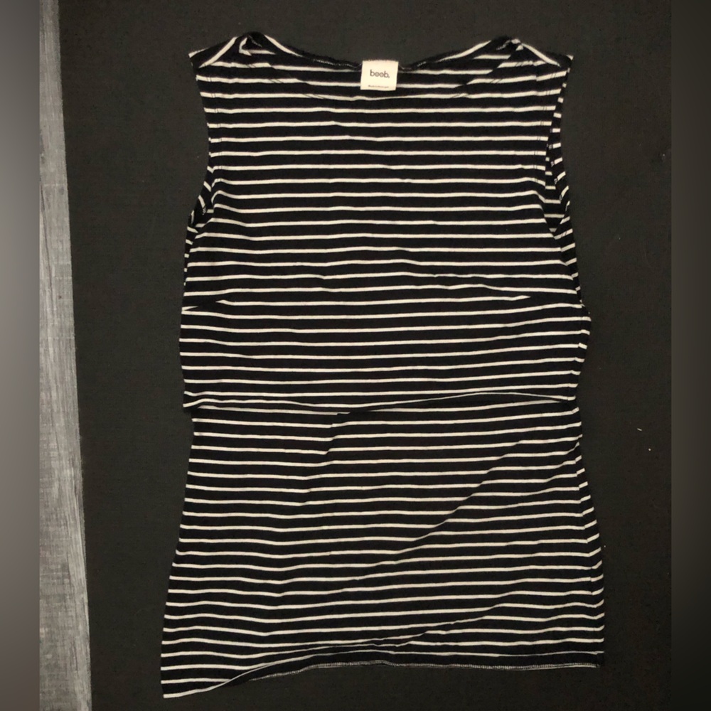 Boob Design Black and White Striped Tank Top